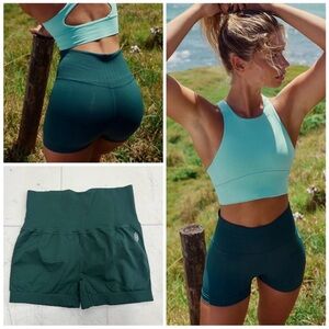 NWOT Free People Good Karma Running Shorts in Alpine Trail (Dark Green) Size M/L